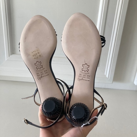 NWOT Guilhermina Anthropologie Black Leather Sculptural Heels Sz 40/9 - Picture 7 of 8